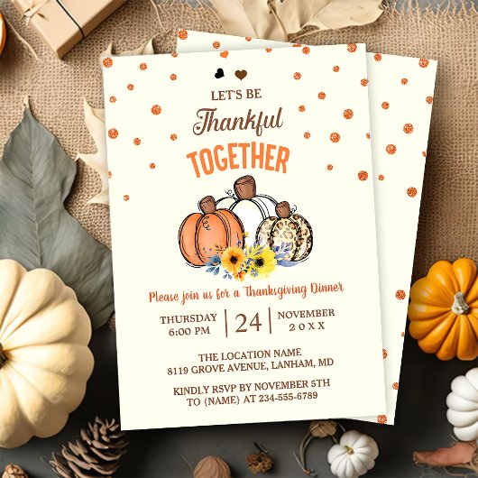 Herfst Pompoen Dankfeest Dinner Party Uitnodiging