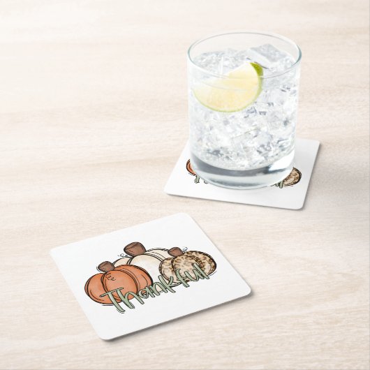 Herfst pompoen dankFul Simpel Kartonnen Onderzetters (Insitu)