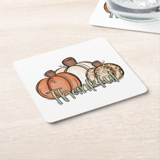 Herfst pompoen dankFul Simpel Kartonnen Onderzetters (Schuin)