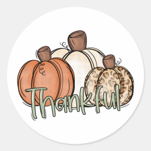 Herfst pompoen dankFul Simpel Ronde Sticker (Voorkant)