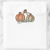 Herfst pompoen dankFul Simpel Ronde Sticker (Tas)