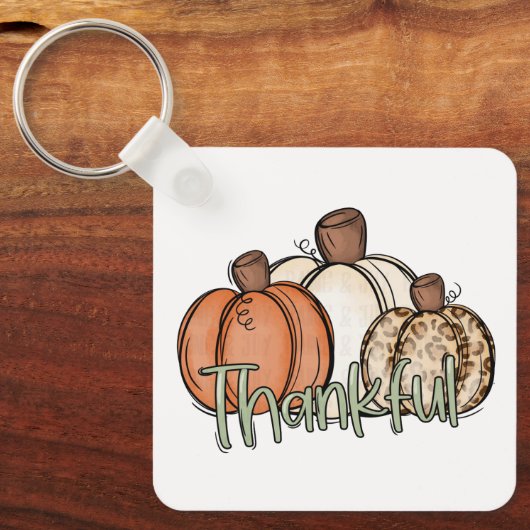 Herfst pompoen dankFul Simpel Sleutelhanger (Voorkant)