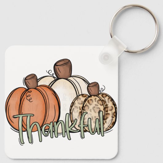 Herfst pompoen dankFul Simpel Sleutelhanger (Achterkant)