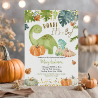 Herfst Pompoen Dinosaurus Baby shower Uitnodigen R
