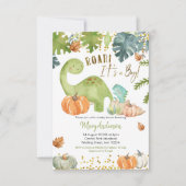 Herfst Pompoen Dinosaurus Baby shower Uitnodigen R Kaart (Voorkant)