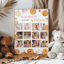 Herfst pompoen eerste jaar foto mijlpaal Poster