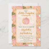 Herfst Pompoen Eerste Verjaardag Custom Foto Kaart (Voorkant)