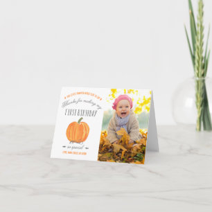 Herfst pompoen   Eerste verjaardag met dank aan de Bedankkaart