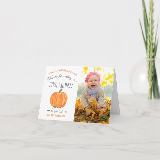 Herfst pompoen | Eerste verjaardag met dank aan de Bedankkaart (Voorkant)