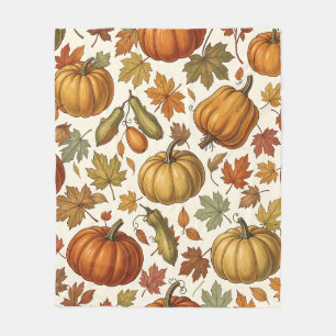 Herfst Pompoen en Blad Naadloos Patroon Fleece Deken