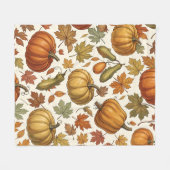 Herfst Pompoen en Blad Naadloos Patroon Fleece Deken (Voorkant (Horizontaal))