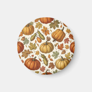 Herfst Pompoen en Blad Naadloos Patroon Magneet