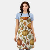 Herfst Pompoen en Blad Naadloos Patroon Schort (Gedragen)