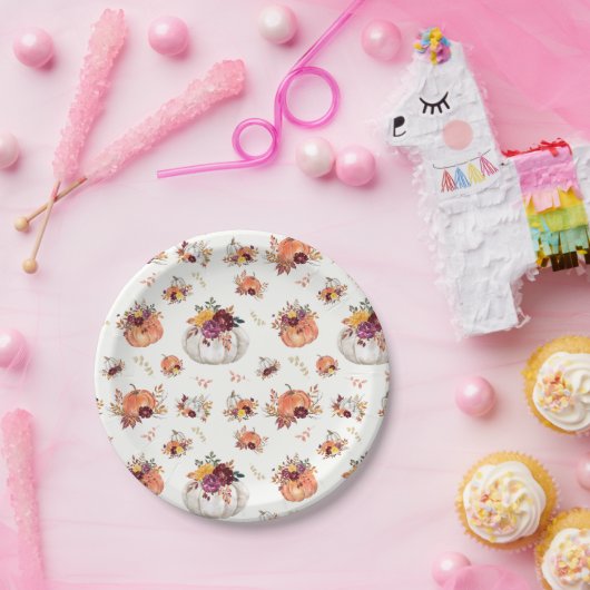 Herfst pompoen en bladeren papieren bordje (Feest)