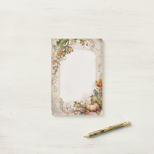  Herfst pompoen en bladeren Post-it® Notes (Op bureau)