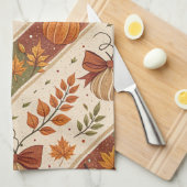 Herfst Pompoen en Bladeren Val Patroon Theedoek (Quarter Fold)