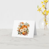 Herfst Pompoen en Bloem Illustratie Kaart (Gele Bloem)