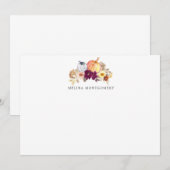 Herfst pompoen en bloemen, gepersonaliseerd notitiekaartje (Voorkant / Achterkant)