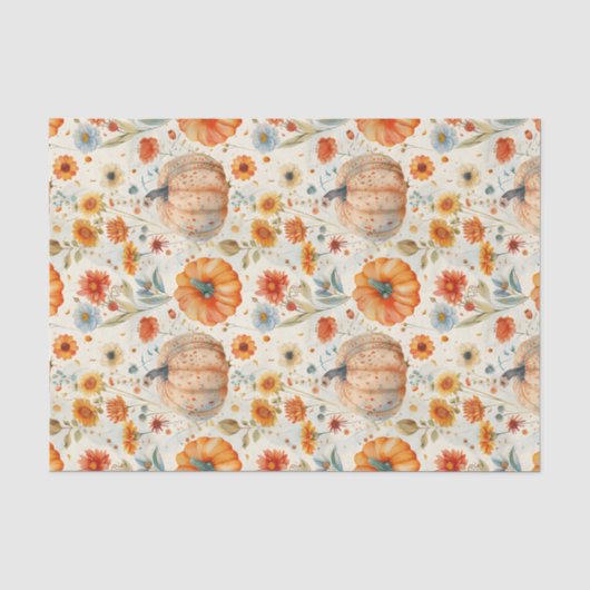 Herfst Pompoen en Bloemen Herfst Decoupage Tissuepapier (Voorkant)
