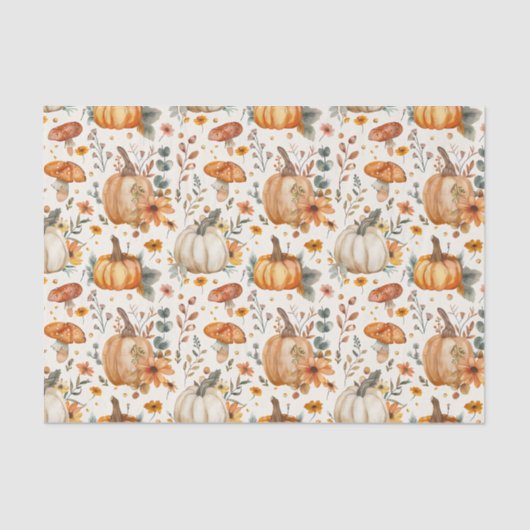 Herfst Pompoen en Bloemen Herfst Decoupage Tissuepapier (Voorkant)