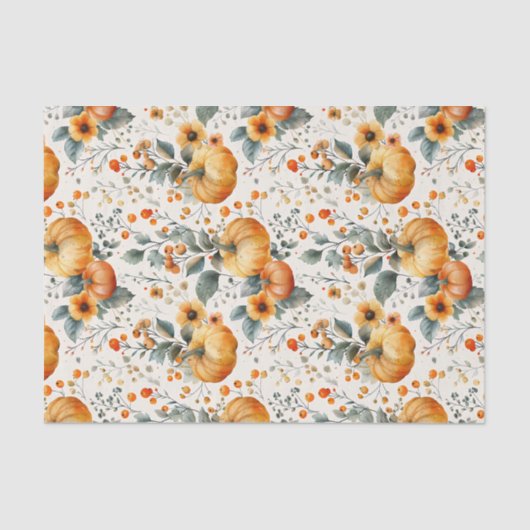 Herfst Pompoen en Bloemen Herfst Decoupage Tissuepapier (Voorkant)