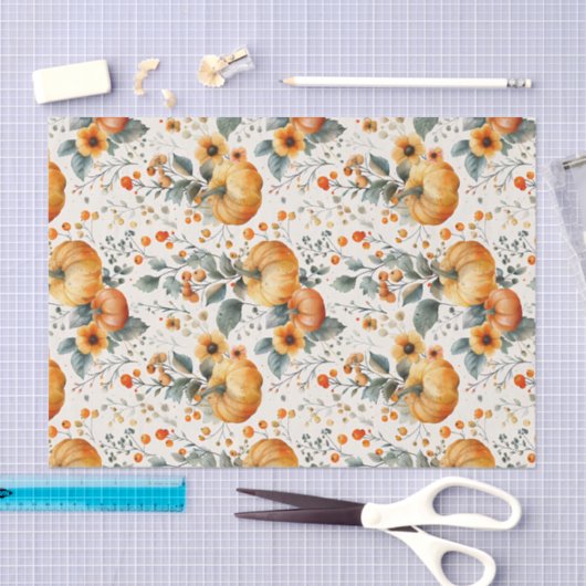 Herfst Pompoen en Bloemen Herfst Decoupage Tissuepapier (Craft)