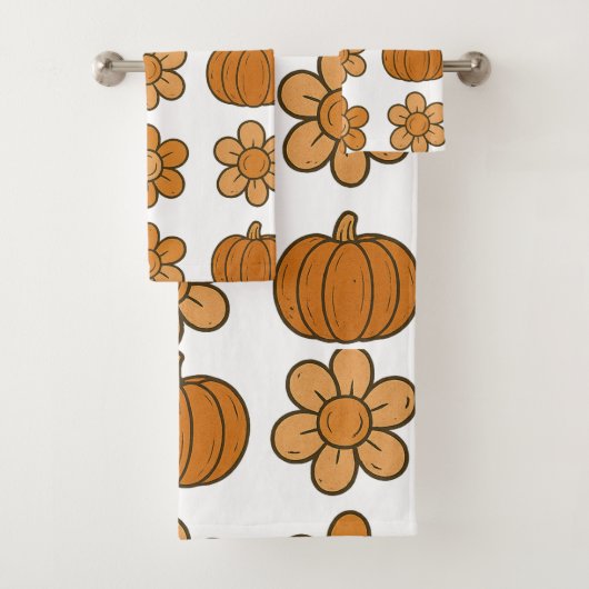 Herfst Pompoen en Daisy Pattern Bad Handdoek (Insitu)