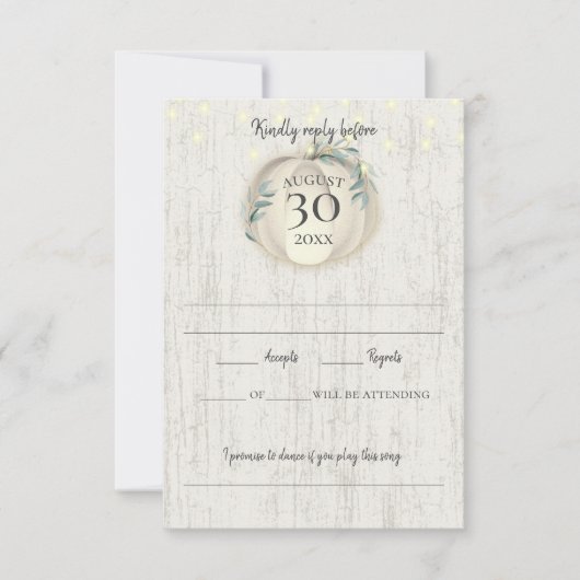 Herfst pompoen en groen reactie RSVP kaartje (Voorkant)