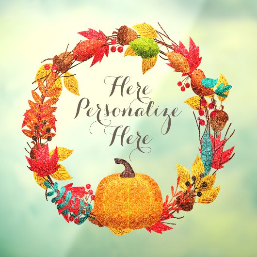 Herfst pompoen en herfstbladeren raamsticker (Vel 3)