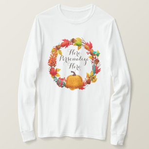 Herfst pompoen en herfstbladeren t-shirt