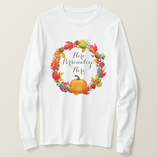 Herfst pompoen en herfstbladeren t-shirt (Design voorkant)