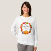 Herfst pompoen en herfstbladeren t-shirt (Voorkant volledig)