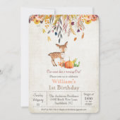 Herfst Pompoen en Herten 1e Verjaardagsuitnodiging Kaart (Voorkant)