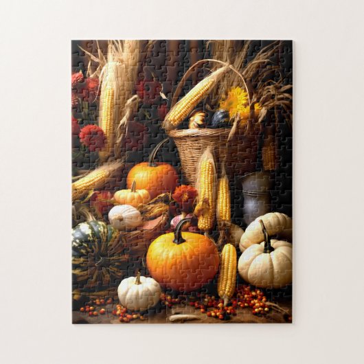 Herfst pompoen en maïs oogst puzzel (Verticaal)