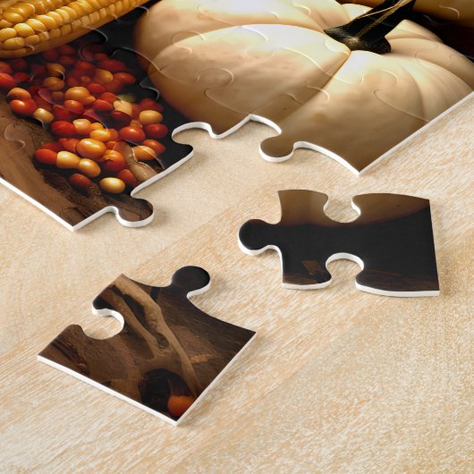 Herfst pompoen en maïs oogst puzzel legpuzzel (Zijkant)