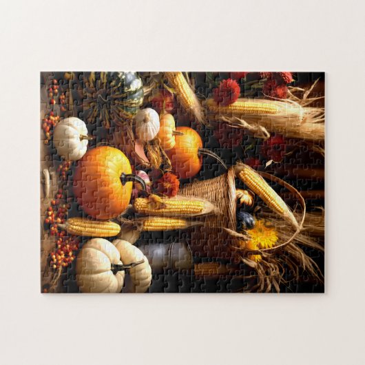 Herfst pompoen en maïs oogst puzzel legpuzzel (Horizontaal)