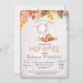 Herfst pompoen en olifant Baby shower uitnodiging (Voorkant)