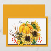 Herfst pompoen en zonnebloemen feestdagenkaart (Voorkant / Achterkant)