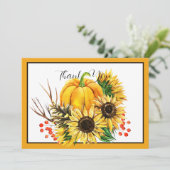 Herfst pompoen en zonnebloemen feestdagenkaart (Staand voorkant)