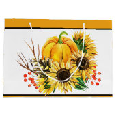 Herfst pompoen en zonnebloemen groot cadeauzakje (Achterkant)