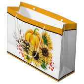 Herfst pompoen en zonnebloemen groot cadeauzakje (Voorkant Gekanteld)