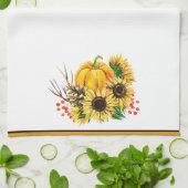 Herfst pompoen en zonnebloemen theedoek (Gevouwen)