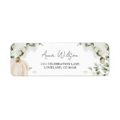 Herfst pompoen eucalyptus bruiloft retour adres etiket (Voorkant)