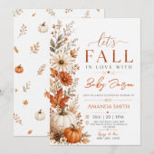 Herfst Pompoen Fall in Love Baby Shower Kaart (Voorkant / Achterkant)