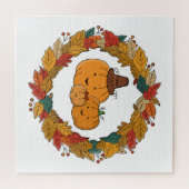 Herfst Pompoen Familie Krans Legpuzzel (Horizontaal)