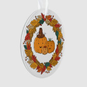 Herfst Pompoen Familie Krans Ornament (voorkant)