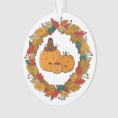 Herfst Pompoen Familie Krans Ornament (voorkant)