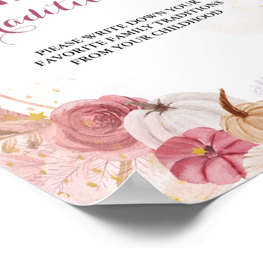 Herfst Pompoen Familie Tradities baby shower teken Poster (Hoek)