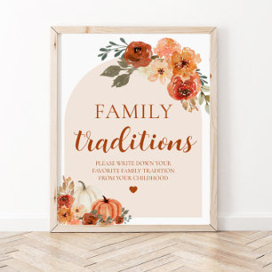 Herfst pompoen familie tradities Baby shower teken Poster