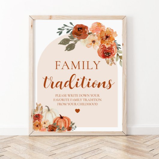 Herfst pompoen familie tradities Baby shower teken Poster
